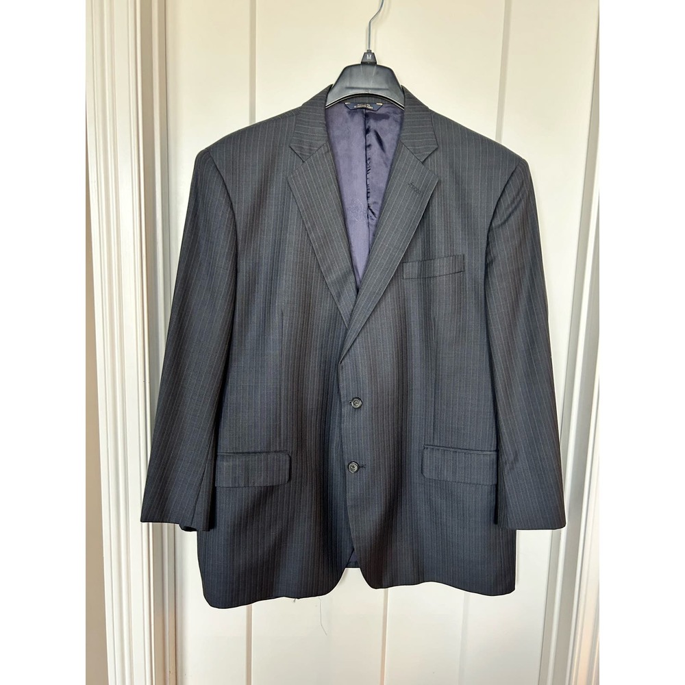Brooks Brothers Men's Stripe Suit Jacket Wool Long Sleeve Navy Size 48R/W43